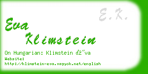 eva klimstein business card